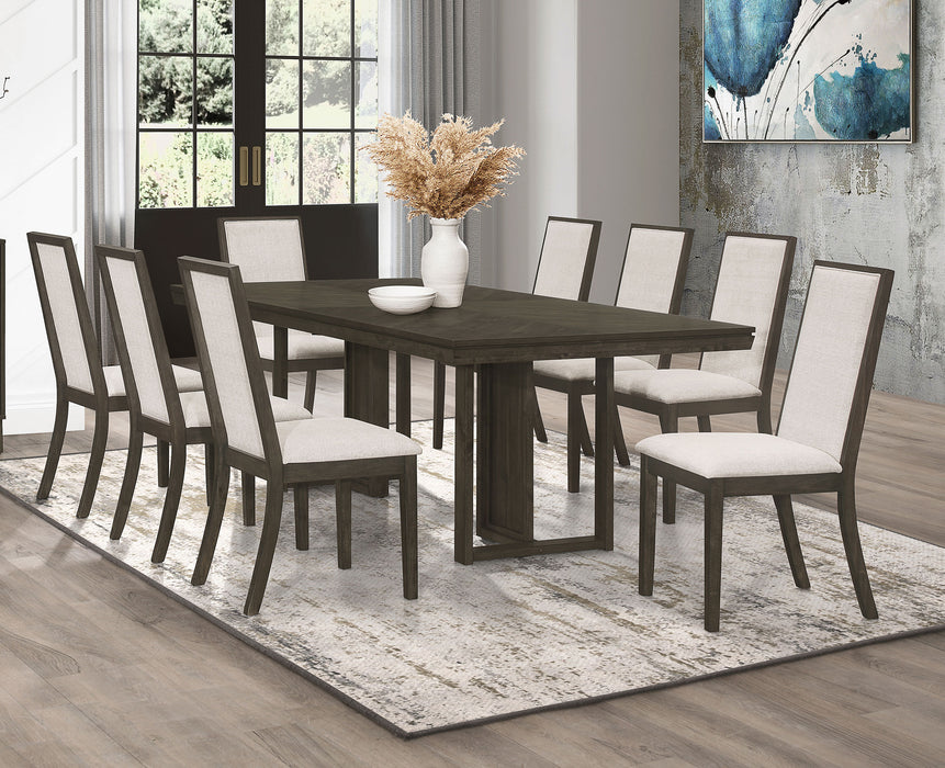 Kelly Rectangular Dining Table Set Beige and Dark Grey - Evans Furniture (CO)