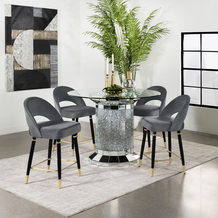 Ellie 5-piece Pedestal Counter Height Dining Room Set - Evans Furniture (CO)