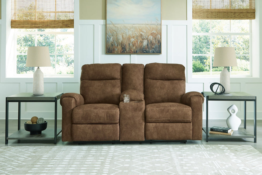 Edenwold Reclining Loveseat with Console - Evans Furniture (CO)