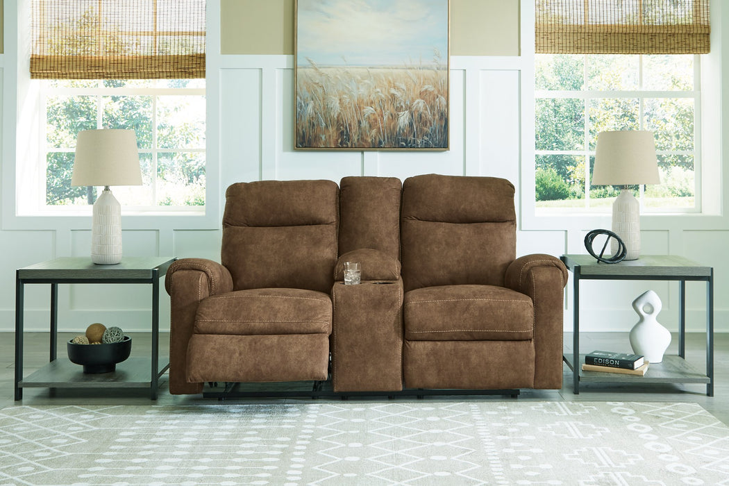 Edenwold Reclining Loveseat with Console - Evans Furniture (CO)