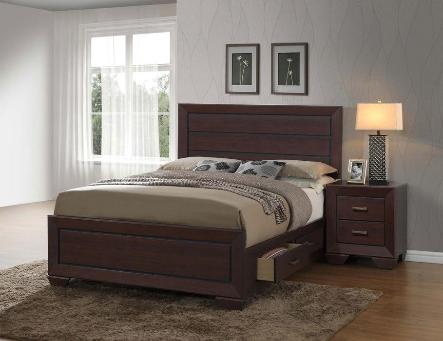 Kauffman Storage Bedroom Set with High Straight Headboard - Evans Furniture (CO)