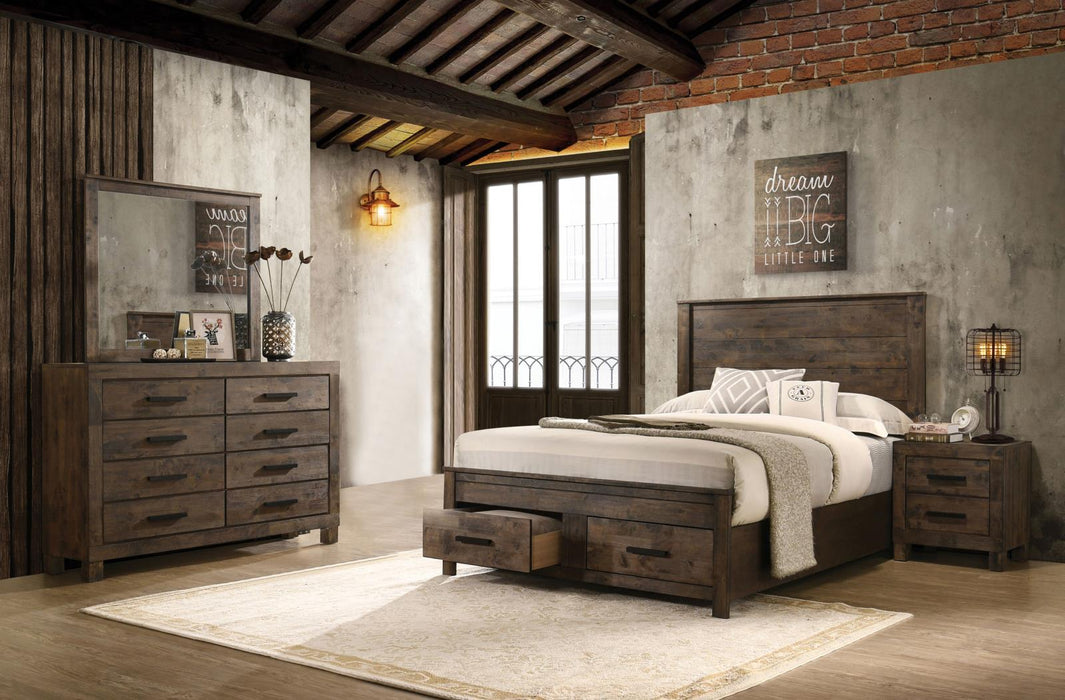 Woodmont California King Storage Bedroom Set Rustic Golden Brown image