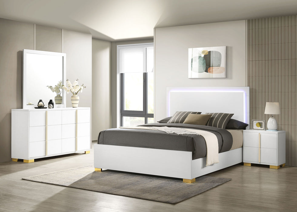Marceline Bedroom Set with LED Headboard White - Evans Furniture (CO)