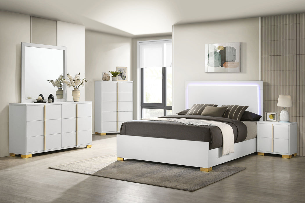 Marceline Bedroom Set with LED Headboard White - Evans Furniture (CO)