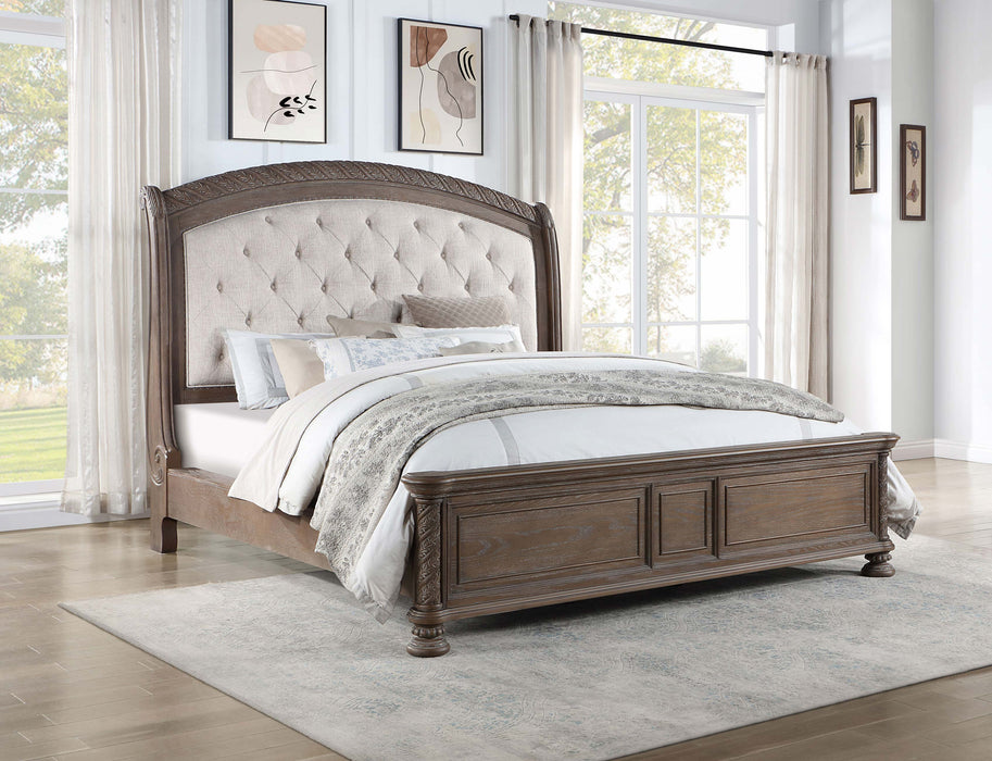 Emmett Tufted Headboard Panel Bed Walnut and Beige - Evans Furniture (CO)