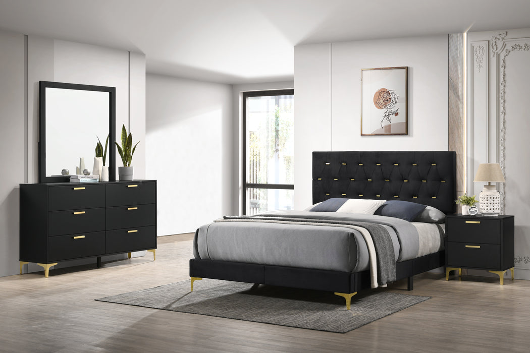 Kendall Tufted Panel Bedroom Set Black and Gold - Evans Furniture (CO)