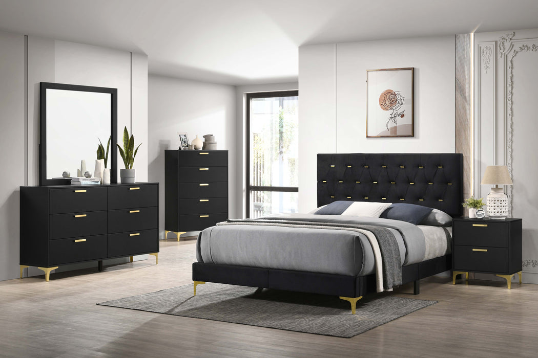 Kendall Tufted Panel Bedroom Set Black and Gold - Evans Furniture (CO)