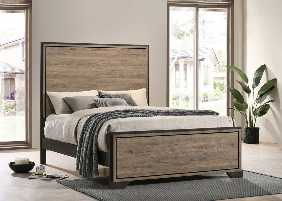 Baker Panel Bed Brown and Light Taupe - Evans Furniture (CO)