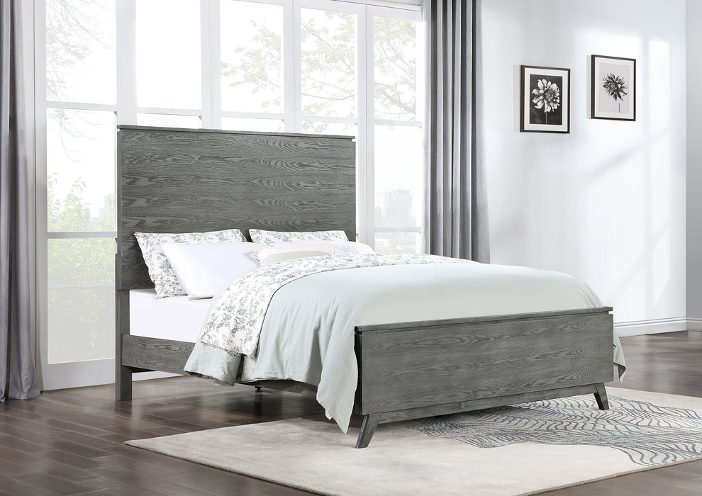 Nathan High Headboard Panel Bed Grey - Evans Furniture (CO)
