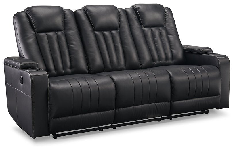 Center Point Reclining Sofa with Drop Down Table - Evans Furniture (CO)