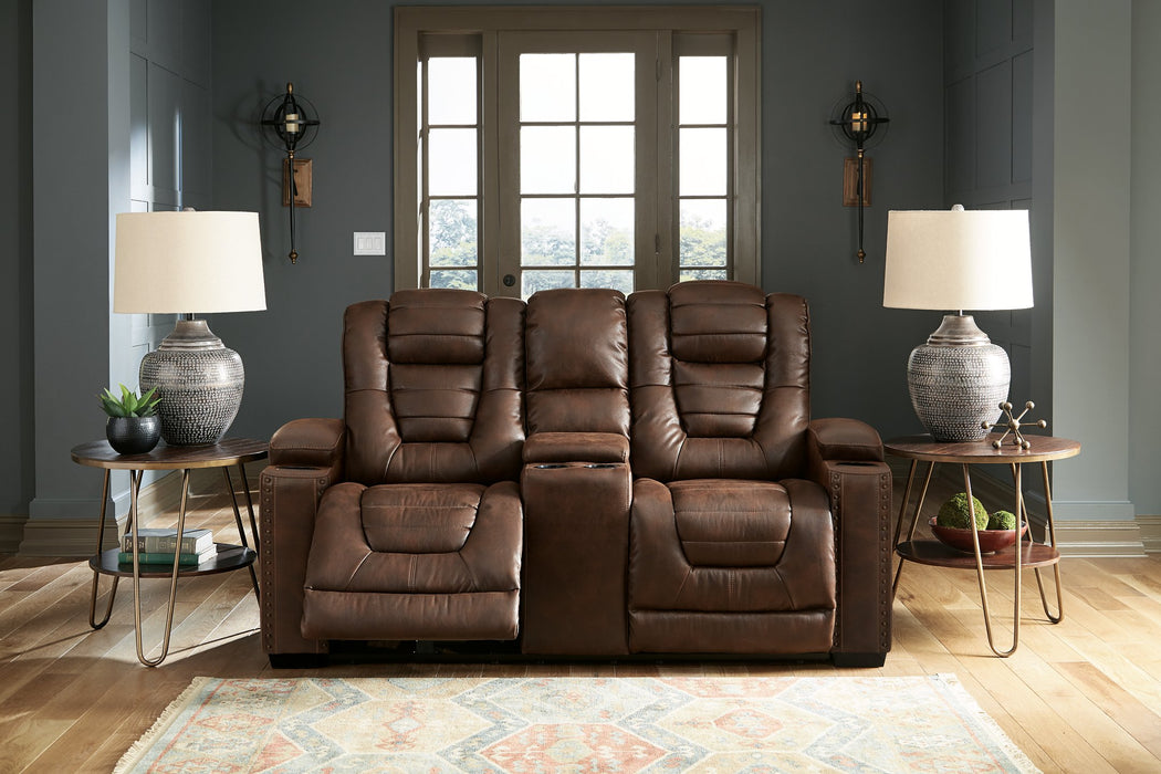 Owner's Box Power Reclining Loveseat with Console - Evans Furniture (CO)