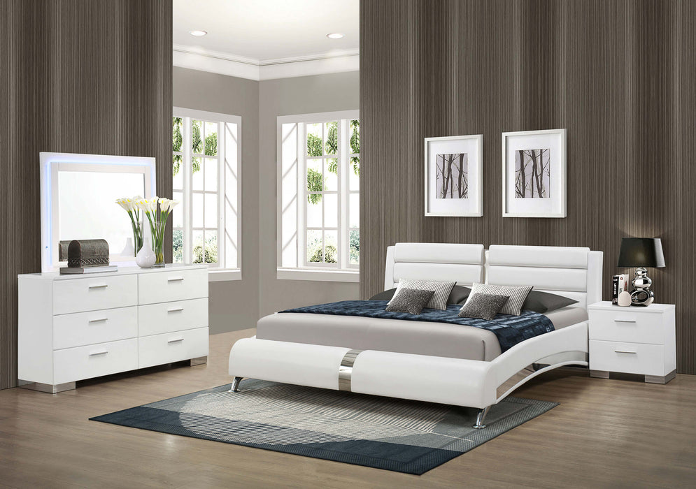 Jeremaine Bedroom Set with LED Mirror Glossy White - Evans Furniture (CO)