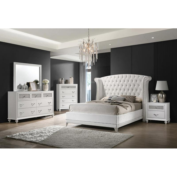 Barzini Upholstered Tufted Bedroom Set White - Evans Furniture (CO)