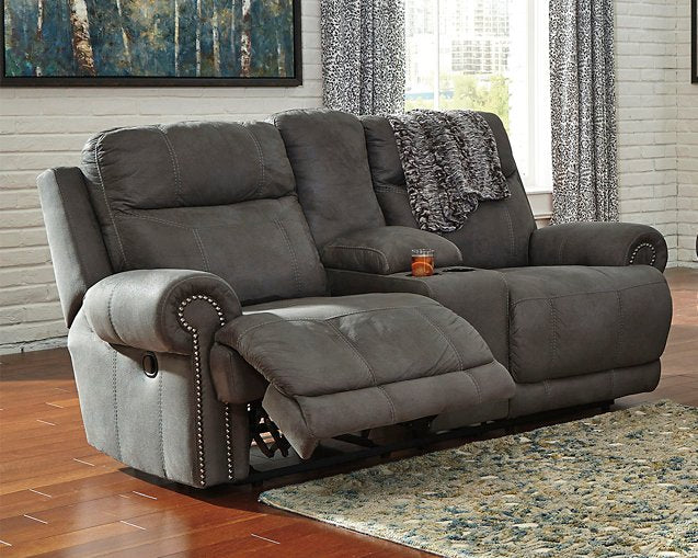 Austere Reclining Loveseat with Console - Evans Furniture (CO)