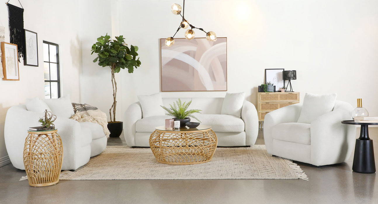 Isabella Upholstered Tight Back Living Room Set White - Evans Furniture (CO)