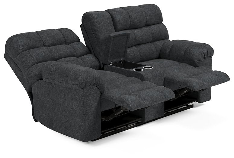 Wilhurst Reclining Loveseat with Console - Evans Furniture (CO)