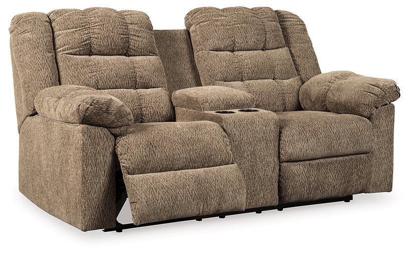 Workhorse Reclining Loveseat with Console - Evans Furniture (CO)