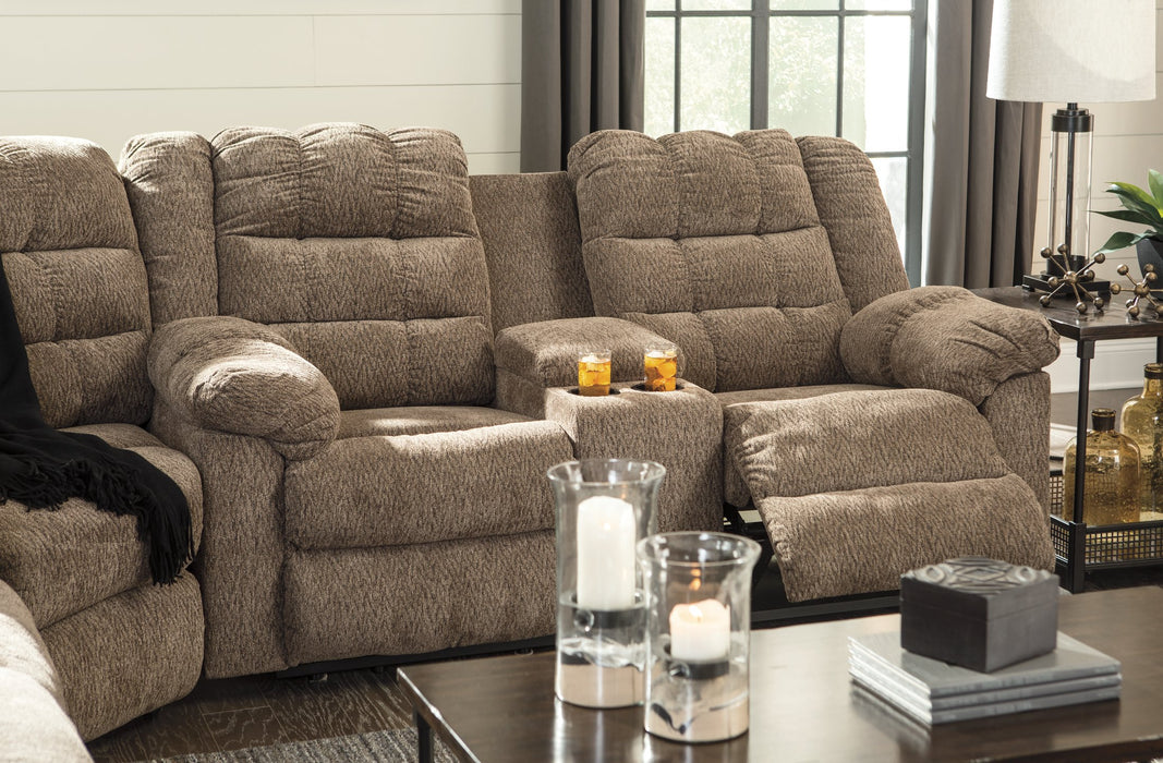 Workhorse Reclining Loveseat with Console - Evans Furniture (CO)