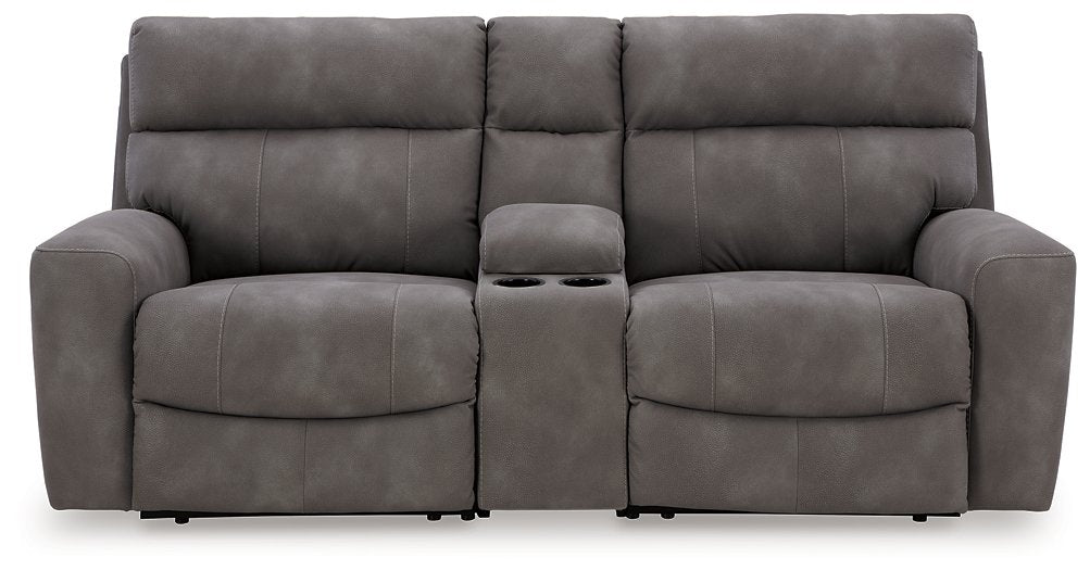 Next-Gen DuraPella Power Reclining Sectional Loveseat with Console - Evans Furniture (CO)