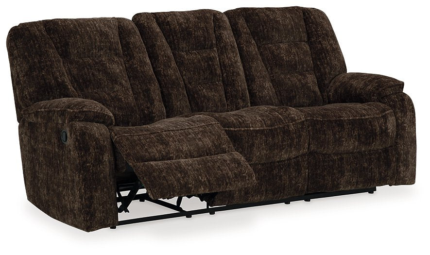 Soundwave Reclining Sofa with Drop Down Table - Evans Furniture (CO)