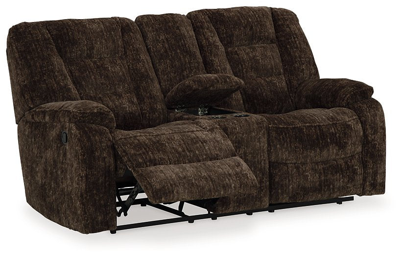 Soundwave Reclining Loveseat with Console - Evans Furniture (CO)