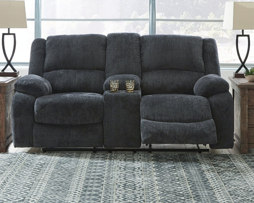 Draycoll Reclining Loveseat with Console - Evans Furniture (CO)