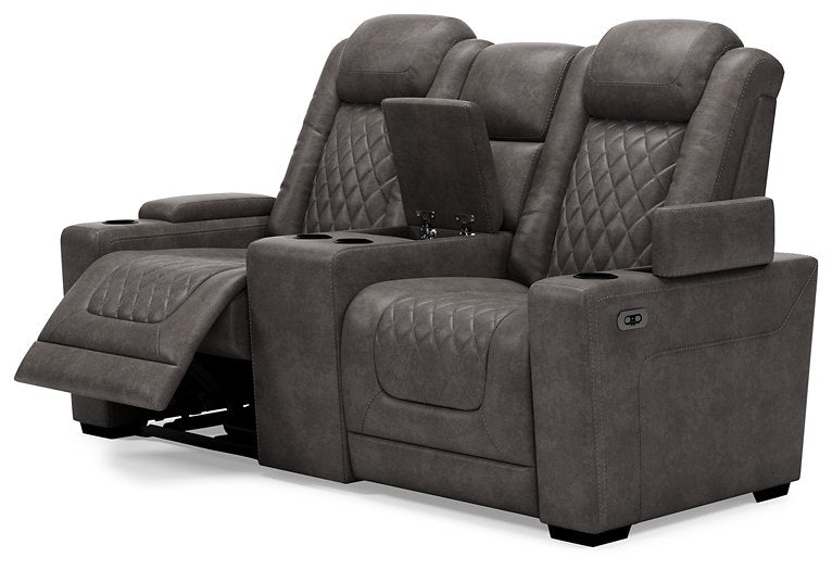 HyllMont Power Reclining Loveseat with Console - Evans Furniture (CO)