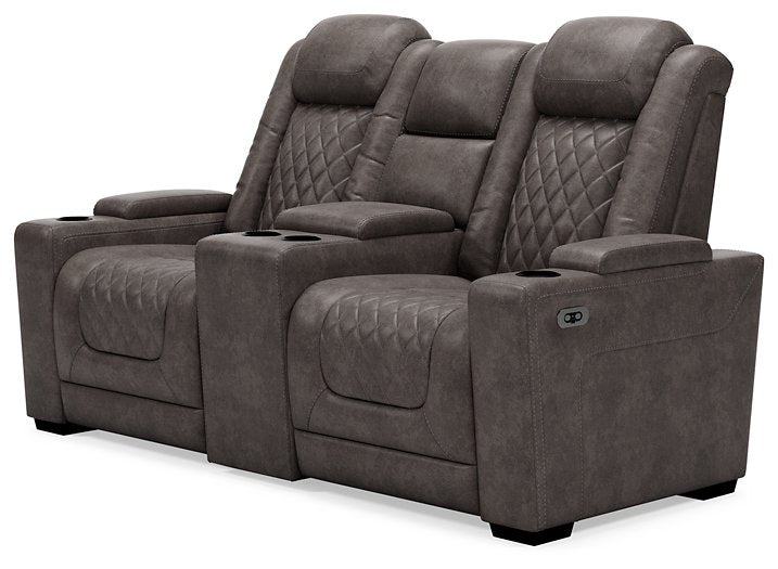 HyllMont Power Reclining Loveseat with Console - Evans Furniture (CO)