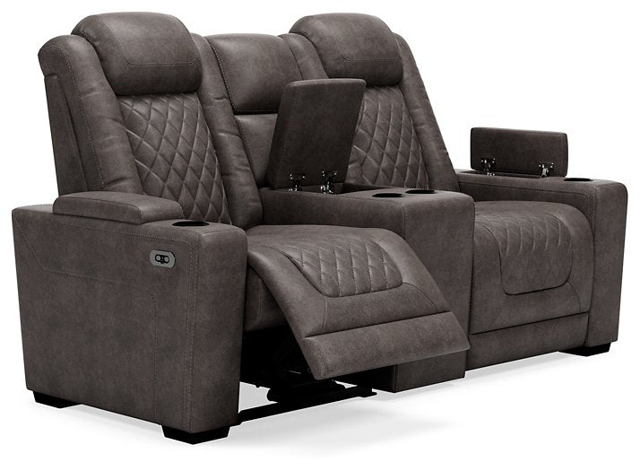 HyllMont Power Reclining Loveseat with Console - Evans Furniture (CO)