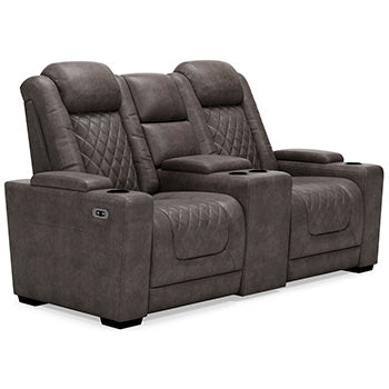 HyllMont Power Reclining Loveseat with Console - Evans Furniture (CO)