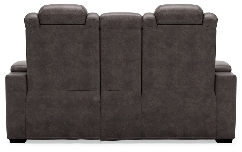 HyllMont Power Reclining Loveseat with Console - Evans Furniture (CO)