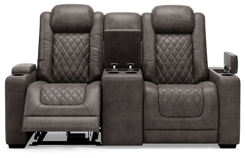 HyllMont Power Reclining Loveseat with Console - Evans Furniture (CO)