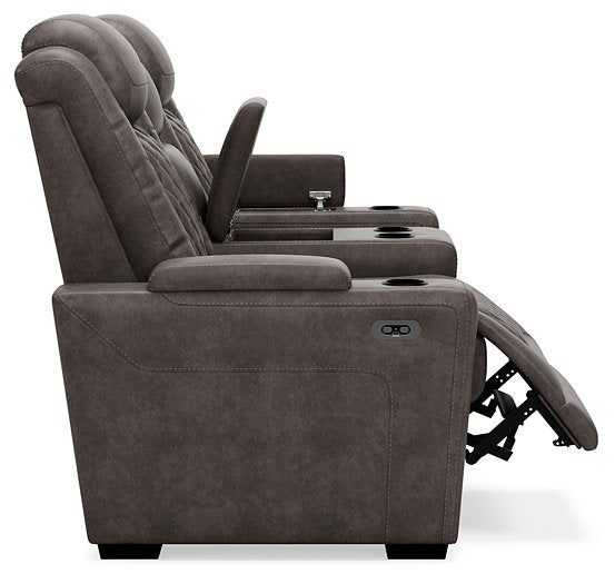 HyllMont Power Reclining Loveseat with Console - Evans Furniture (CO)