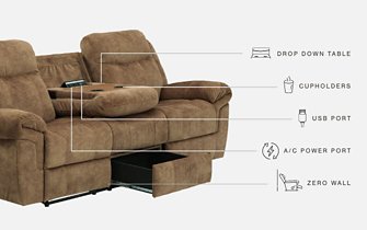 Huddle-Up Reclining Sofa with Drop Down Table - Evans Furniture (CO)