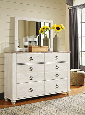 Willowton Dresser and Mirror - Evans Furniture (CO)