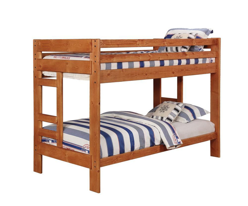 Wrangle Hill Twin Over Twin Bunk Bed Amber Wash - Evans Furniture (CO)