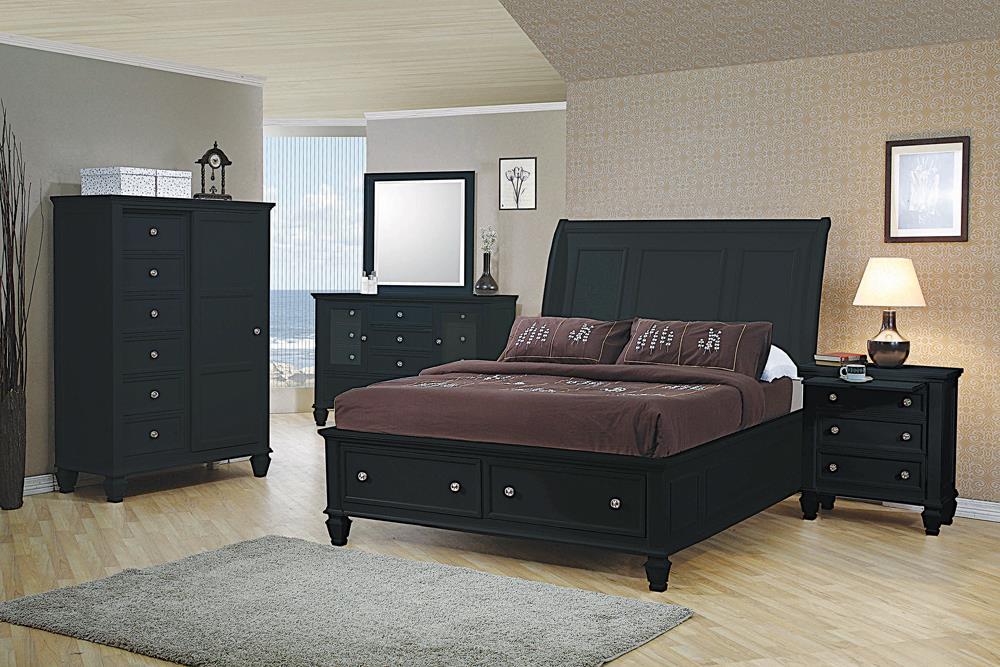 Sandy Beach Eastern King Storage Sleigh Bed Black - Evans Furniture (CO)