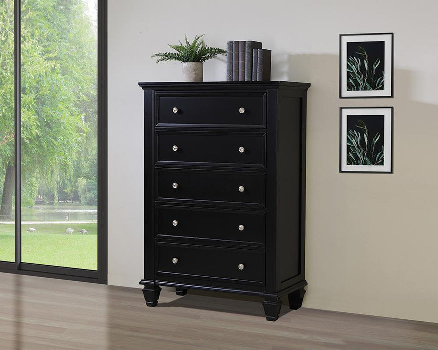 Sandy Beach 5-drawer Chest Black - Evans Furniture (CO)