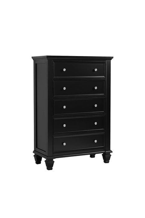 Sandy Beach 5-drawer Chest Black - Evans Furniture (CO)