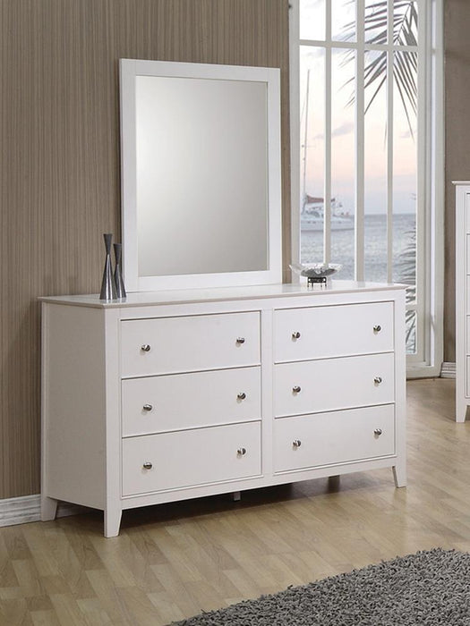 Selena Rectangular Dresser Mirror Cream White - Evans Furniture (CO)
