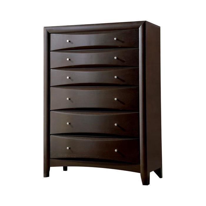 Phoenix 6-drawer Chest Deep Cappuccino - Evans Furniture (CO)