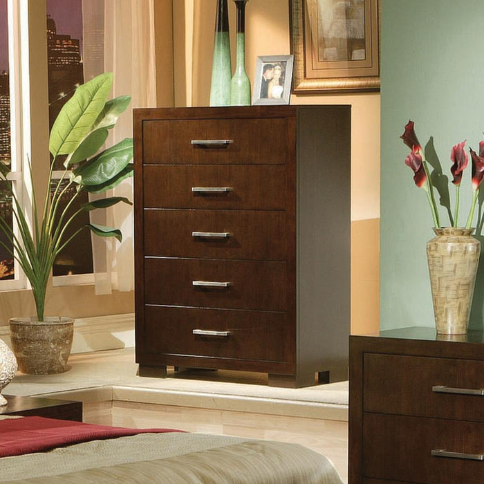 Jessica 5-drawer Chest Cappuccino - Evans Furniture (CO)