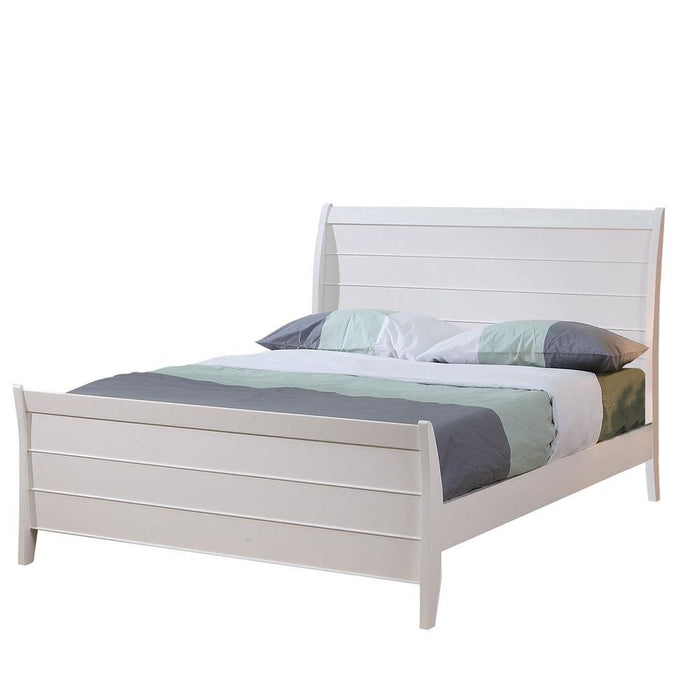Selena Twin Sleigh Platform Bed Cream White - Evans Furniture (CO)