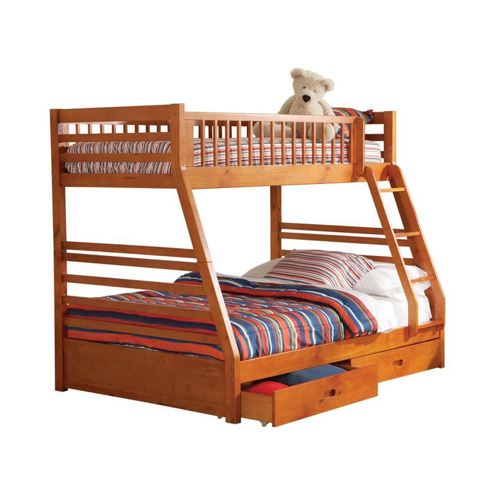 Ashton Twin Over Full 2-drawer Bunk Bed Honey - Evans Furniture (CO)