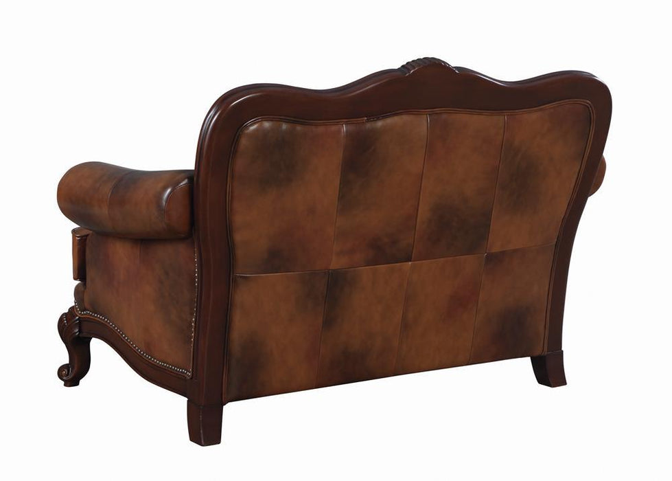 Victoria Tufted Back Loveseat Tri-tone and Brown - Evans Furniture (CO)