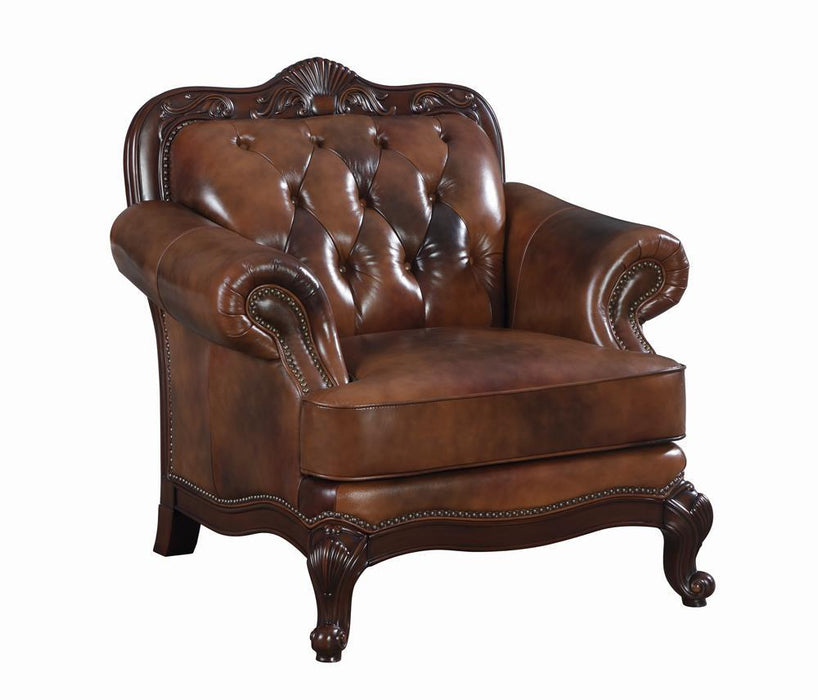 Victoria Rolled Arm Chair Tri-tone and Brown - Evans Furniture (CO)