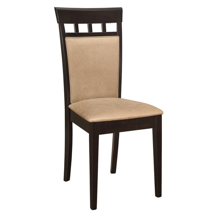 Gabriel Upholstered Side Chairs Cappuccino and Tan (Set of 2) - Evans Furniture (CO)