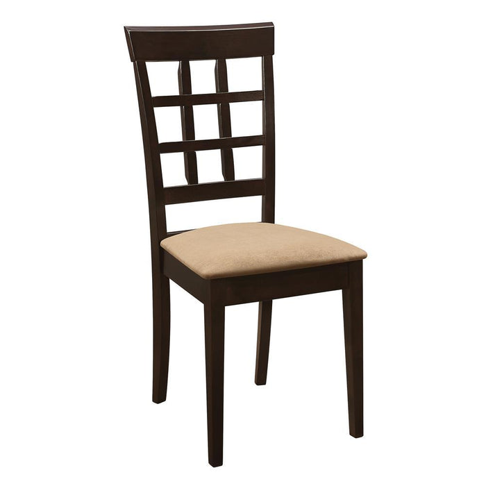 Gabriel Lattice Back Side Chairs Cappuccino and Tan (Set of 2) - Evans Furniture (CO)