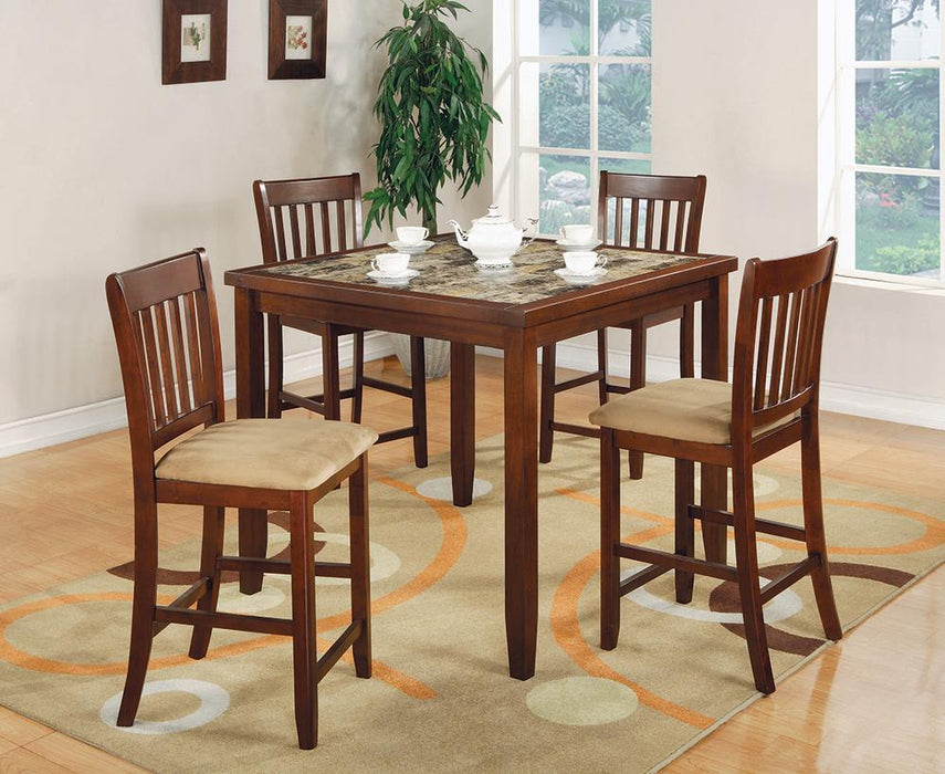 Jardin 5-piece Counter Height Dining Set Red Brown and Tan - Evans Furniture (CO)