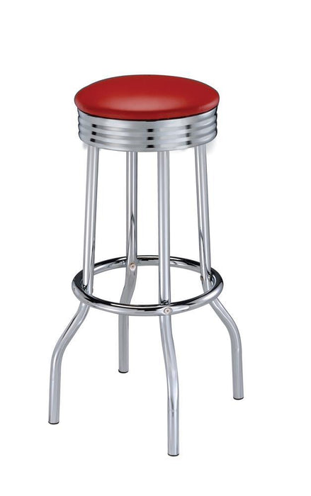 Theodore Upholstered Top Bar Stools Red and Chrome (Set of 2) - Evans Furniture (CO)